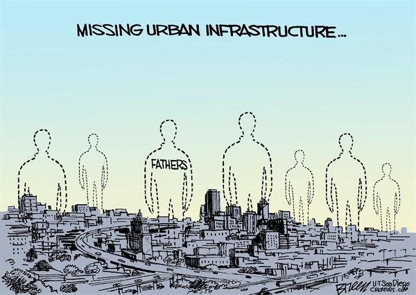 cagle.com - picture of missing fathers being the missing urban infrastructure